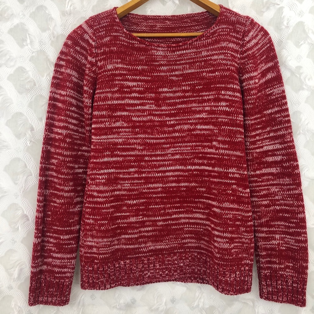 Red casual round neck woven sweater